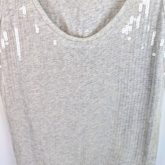 J. CREW COLLECTION Heathered Gray Sequin Front Tank Top - Picture 3 of 6